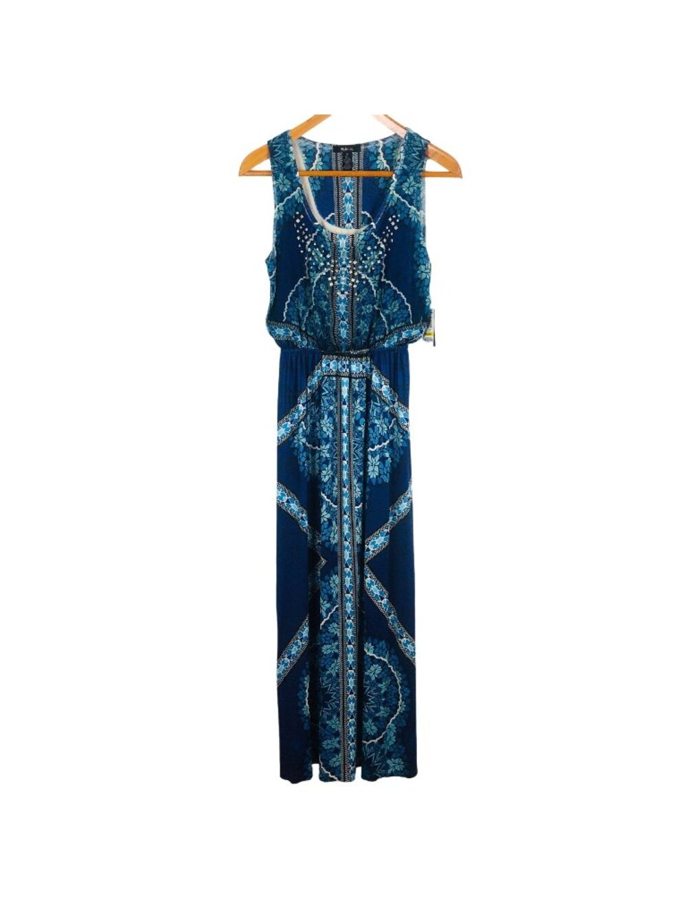 Style & Co. Women's Sleeveless Maxi Dress Sz Medium Floral Stretch Studs Flowy